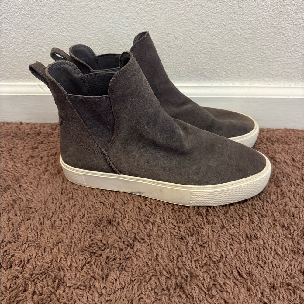 UGG Mauna Cloud Gray Suede Pull On Platform Ankle Boots Sneakers Size 10 - Picture 2 of 6